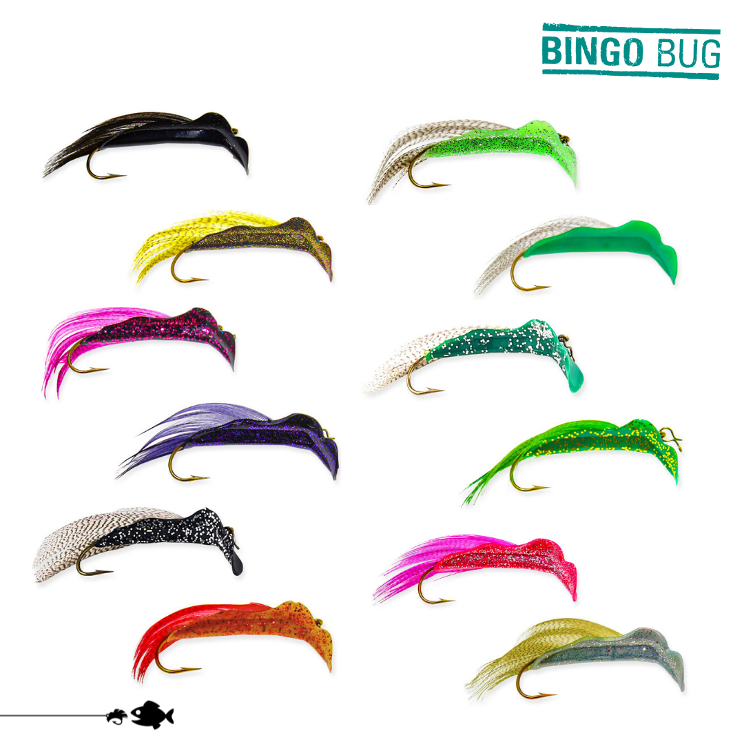 bingo bug fishing lure Lucky Bug #6 Lures 6-Pack Glow Combo Set, Handmade Hybrid Lures For Freshwater Trolling & Casting engineered body Bingo Bug Medium - Shrimp