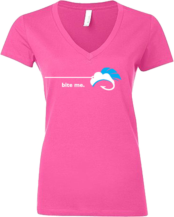 Bite Me - Ladies Deep V-Neck T-Shirt