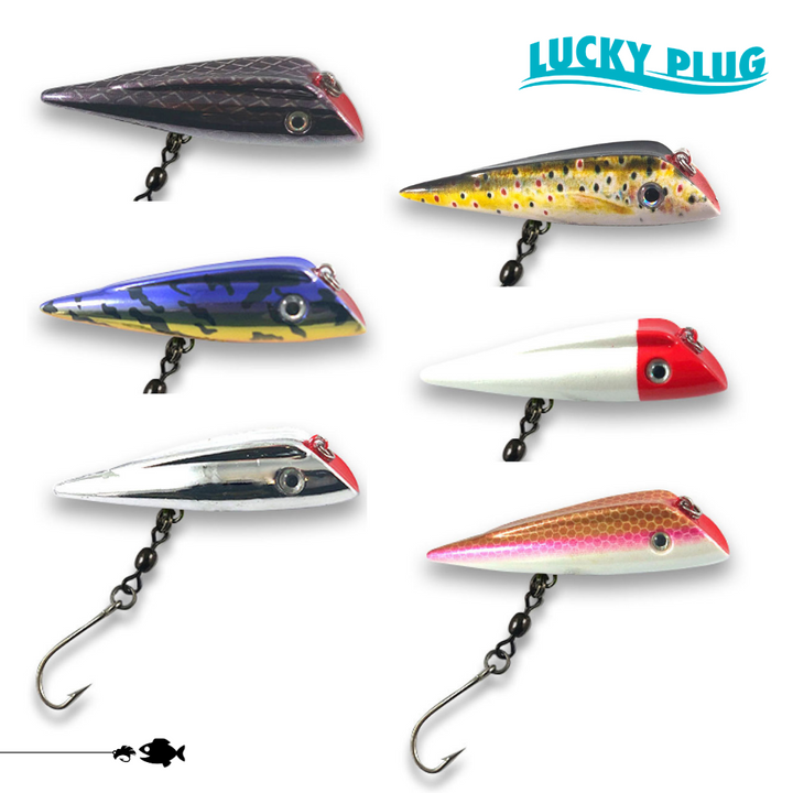 bight light lures maine trout pickerel Lucky Plug | 6-Pack - Brook/Speckled Trout Combo Kit 4"